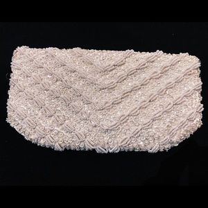 Vintage White Beaded Clutch/Wedding Purse
